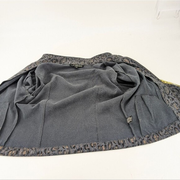 Linear Metallic Vintage Glam Cheetah Print Zip Up Gray Jacket Size Medium Petite - Picture 5 of 7